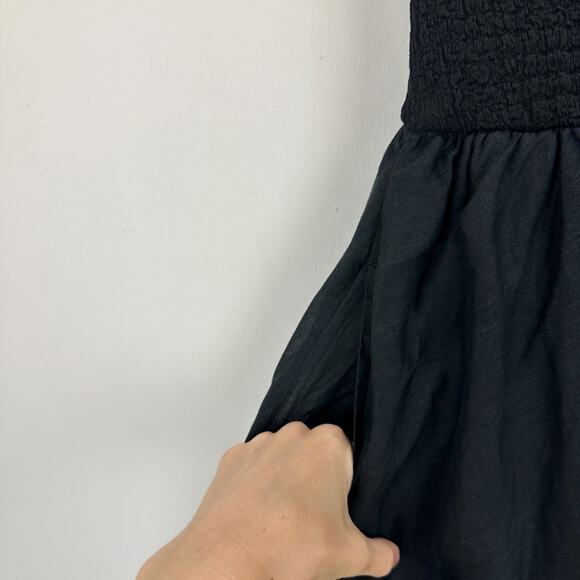 NEW J.Crew Strapless Mixy Dress Smocked A Line Minimalist Ramie Black XXS - Picture 8 of 15